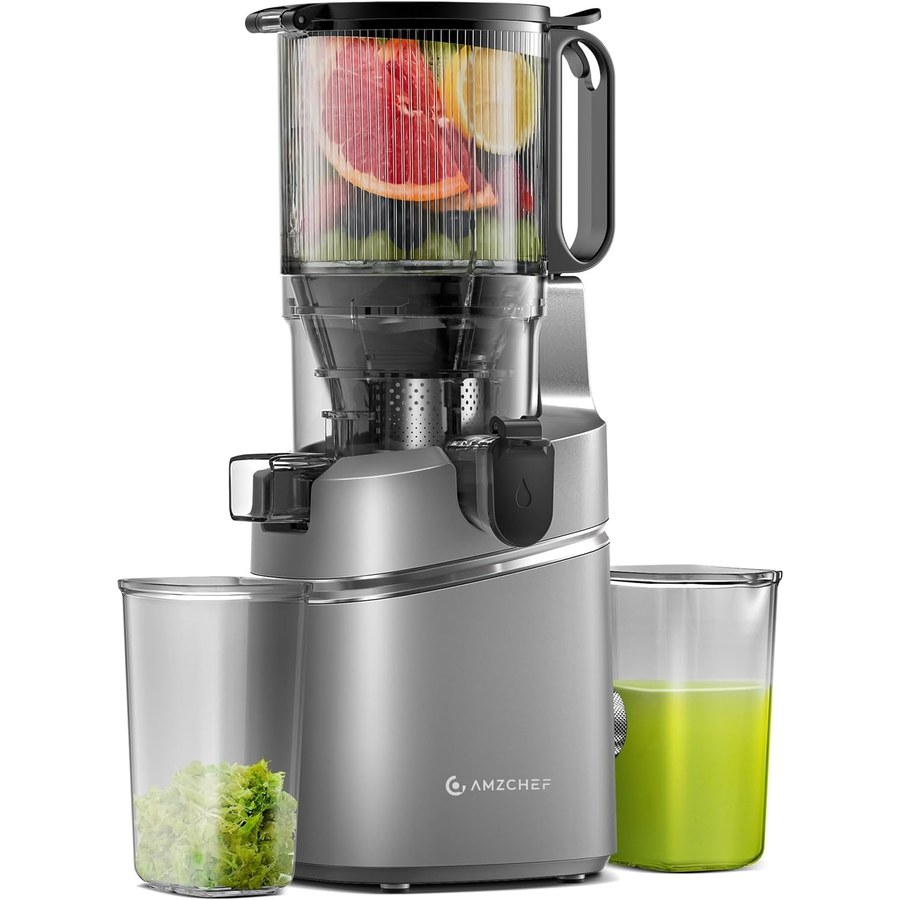 AMZCHEF Slow Juicer Estrattore di succo 2 L, 136 mm apertura di carico, silenzioso